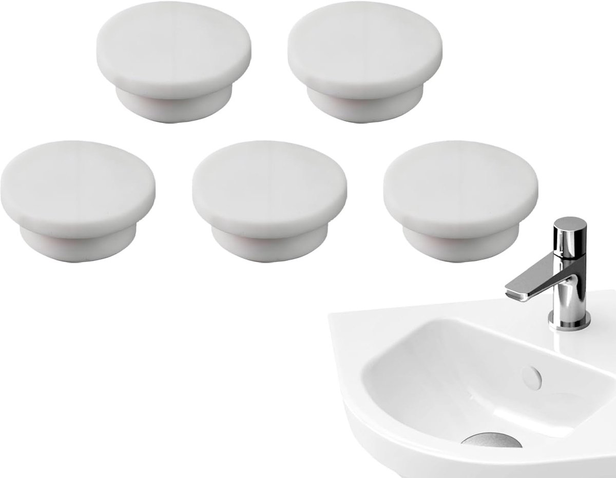 Vervanging van de afvoerdop - Siliconen gootsteenplugafdekking met lekvrije pakking | Badkamer Wastafel Overloop Gat Stopper Voor Keuken Wastafel Vanity Aanrecht Afvoer Afsluitdop 5 STKS