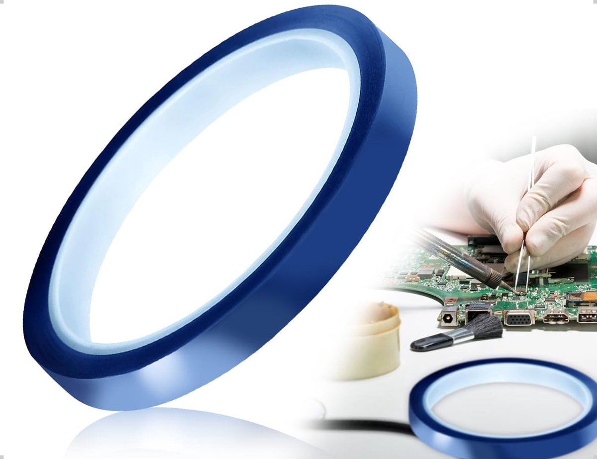 Hittebestendige tape voor elektronische schakelingen, knutselen, auto-onderdelen en machinebouw (blauw)