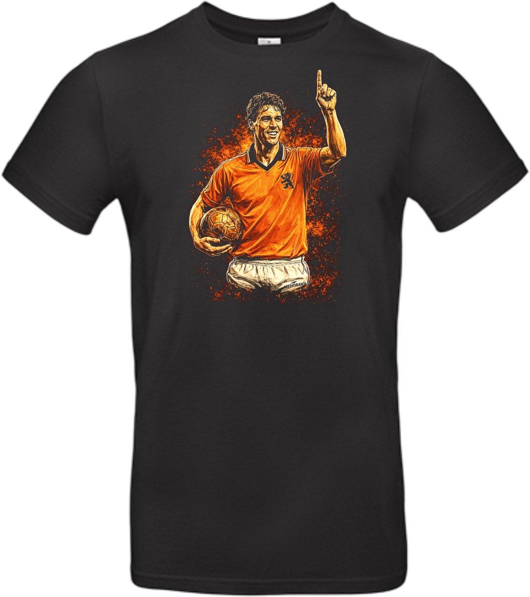 T-shirt zwart met opdruk van het Nederlandse voetbal icoon Marco van Basten maat L van Shirtmakelaar
