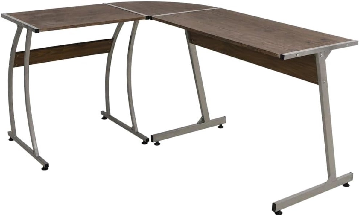 Hoekbureau L-vorm - Houten bureau - Thuiswerken Organiseren - Ruime opbergruimte - 152 x 117 cm - Bruin