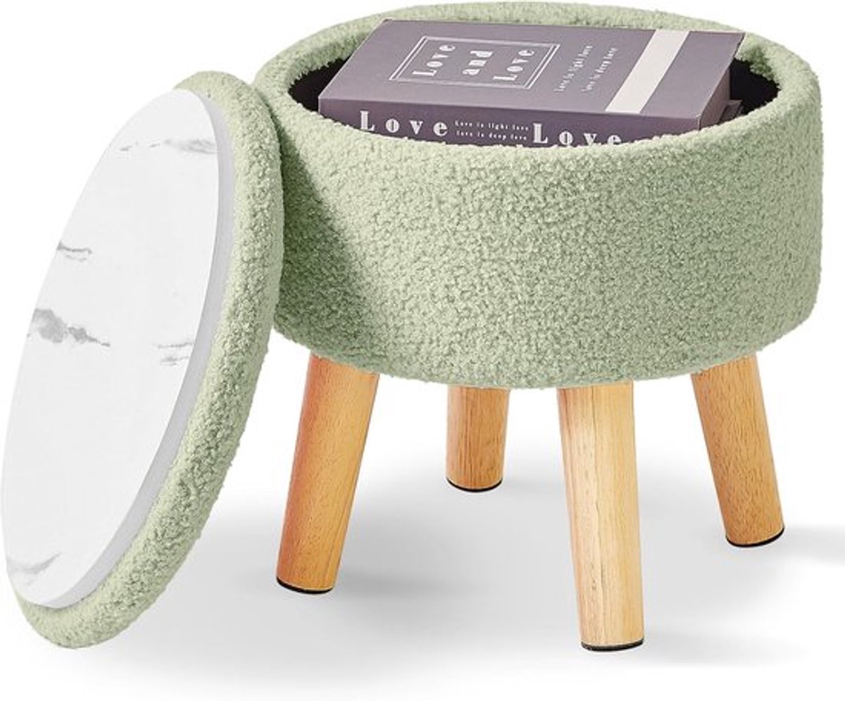 Gewatteerde small poef met inbakking en rond ontwerp