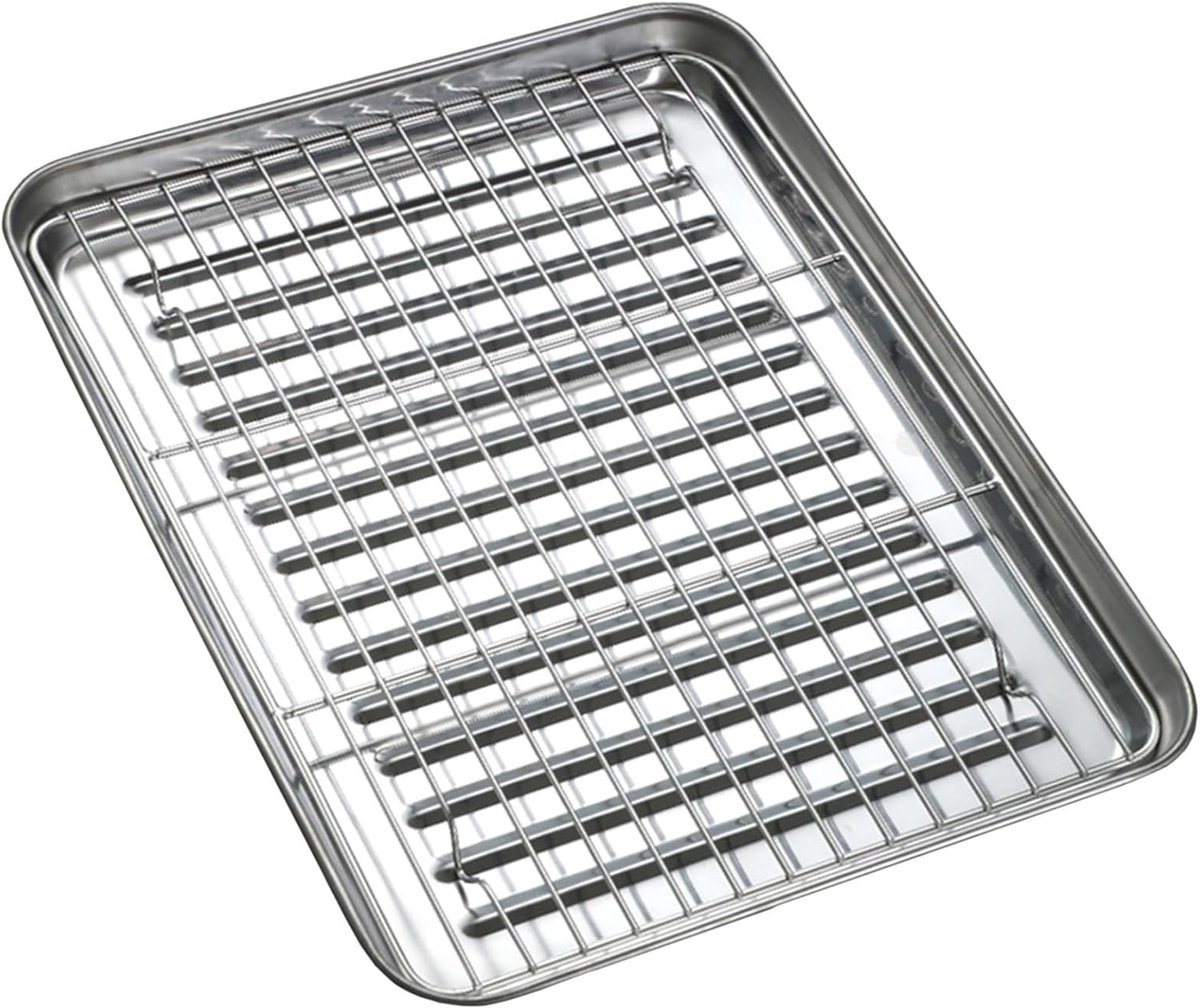 RVS Bakplaat Ovenplaat Rooster Koken Bakken Grillen Antiaanbak Non-stick 24x18 cm Zilver