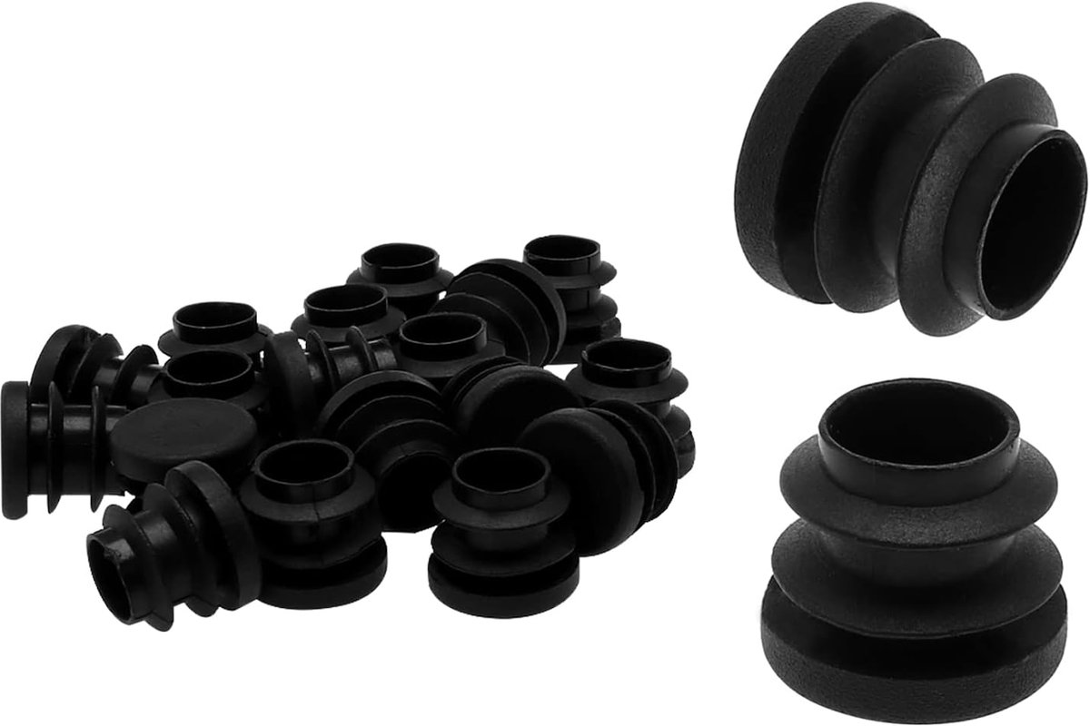 Ronde Eindkappen - Kunststof Inzetstukken - Meubels Beschermen - Geribbelde Montage - 20 Stuks 16 mm - Zwart