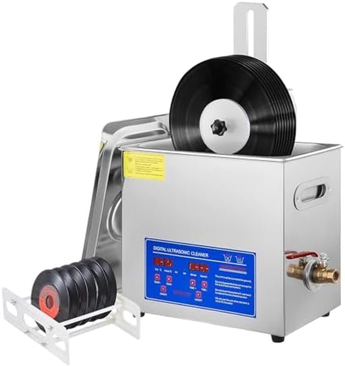 Ultrasone Platenreiniger - Vinyl Reinigingsmachine - Platen Schoonmaken - 8 Slots Automatisch - 8 LP Capaciteit - Zilver