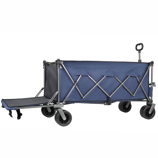300L+120L opvouwbare bolderkar & achterklep, 180cm opvouwbare bolderkar met extra brede 17x10 cm all-terrainwielen handwagen, ideaal voor tuin, boodschappen, strand en buitengebruik (blauw) — afbeelding 2