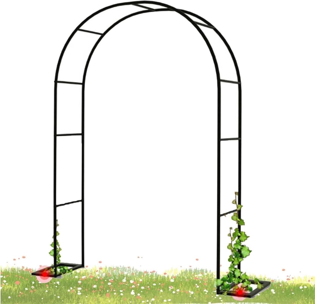 Rozenboog Metaal - Tuinboog Klimhulp - Decoratie Tuinfeest - Versterkt Steunframe - B200 x H230 cm - Zwart