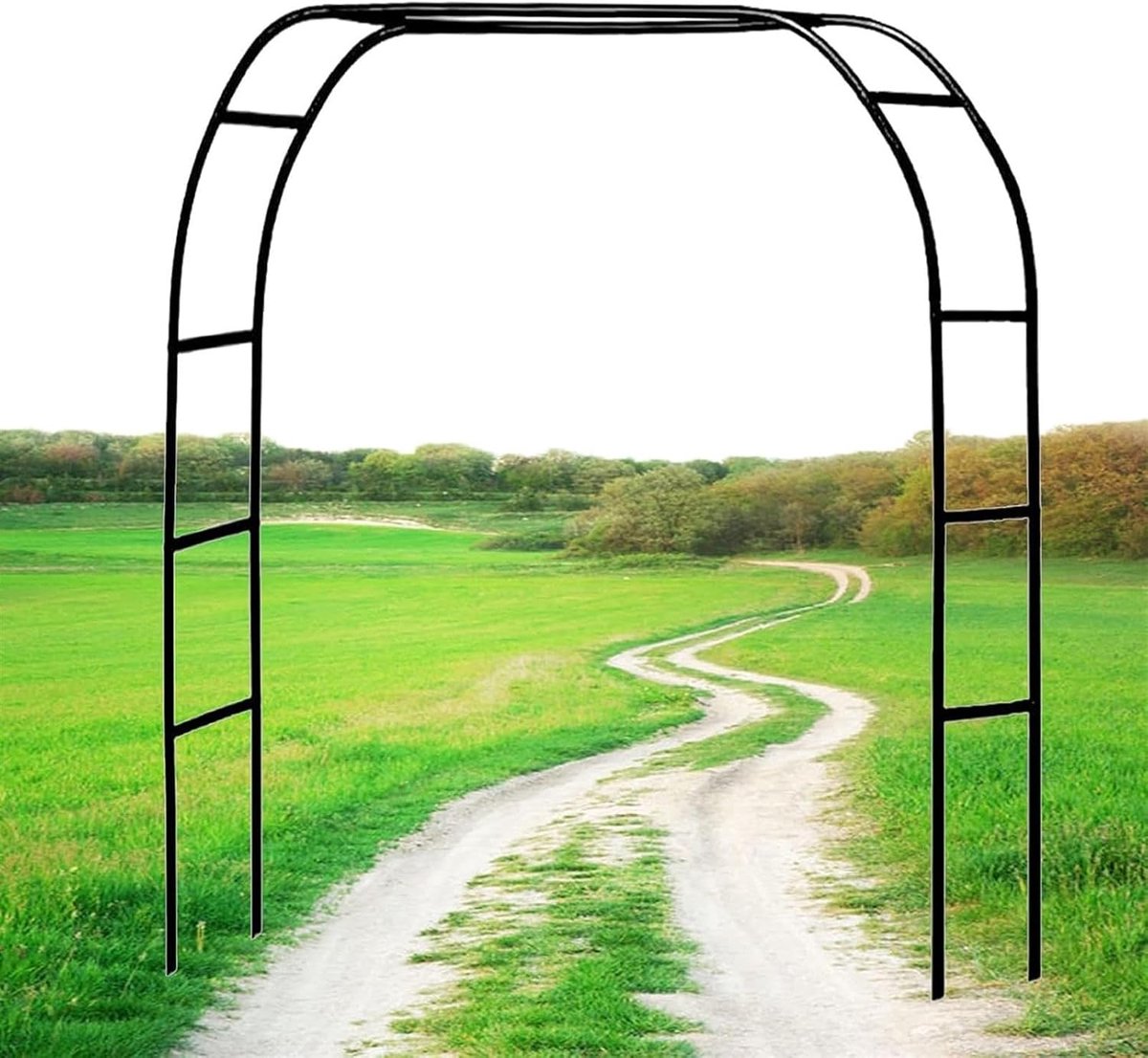 Rozenboog Metaal - Klimhulp Tuin - Planten Ondersteunen - Roestvrije Coating - B120 x H220cm - Zwart