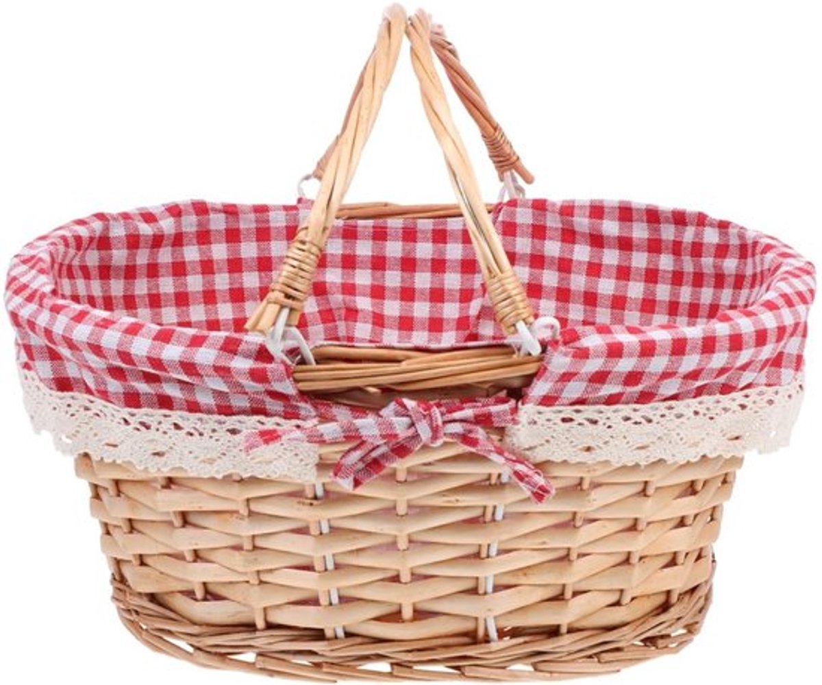 Decoratieve opbergmand met rietstructuur voor picnic