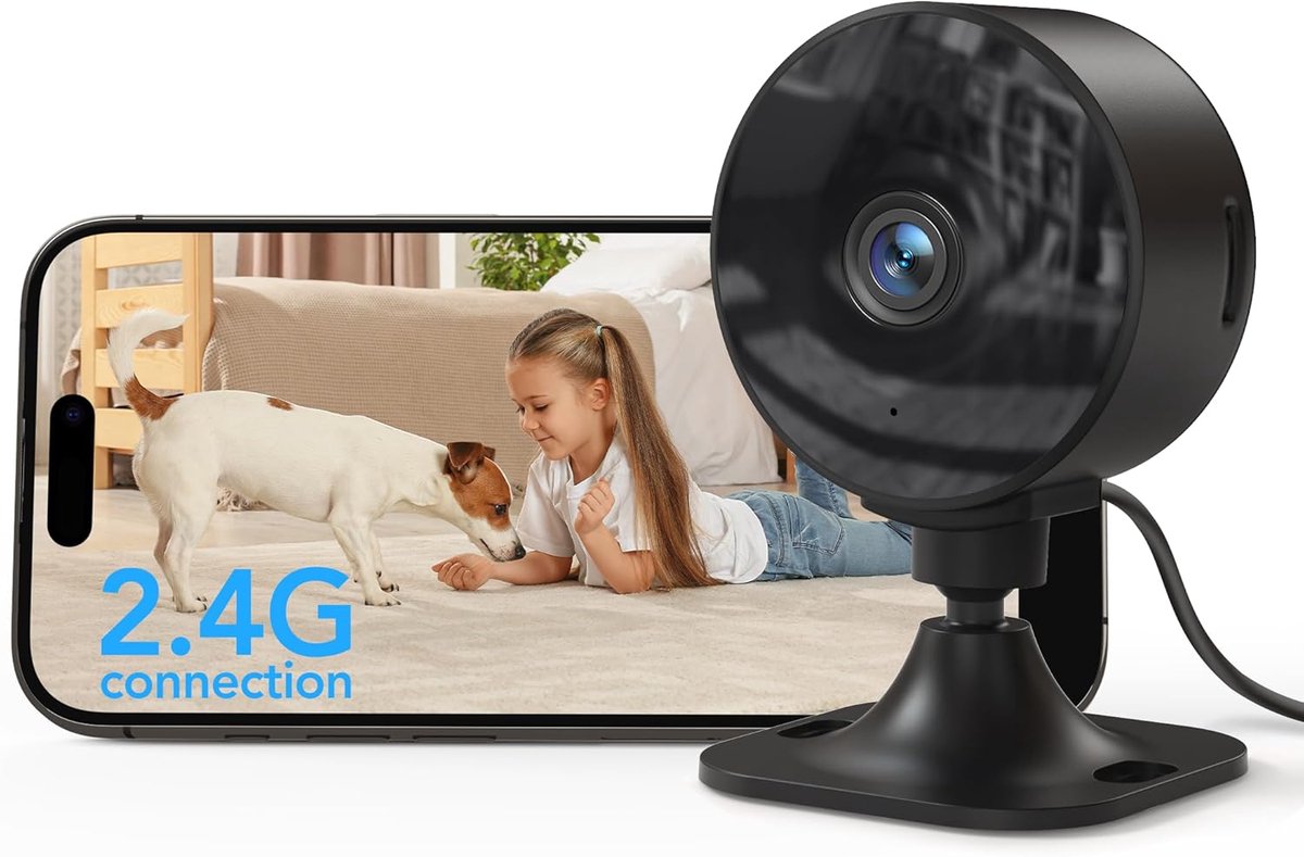 Binnencamera - Wifi Camera - Huis Bewaken - 1080p Nachtzicht - 2 meter snoer - Zwart