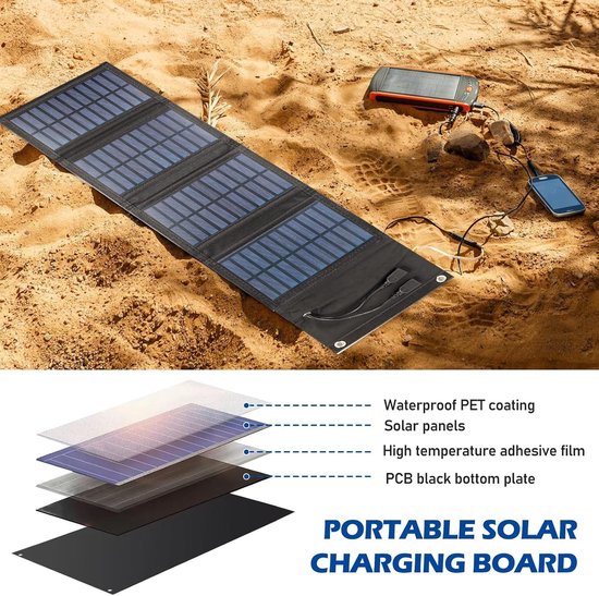 Opvouwbaar zonnepaneel, 10 W, draagbare oplader op zonne-energie, 5 V, 2 USB, waterdicht voor outdoor-activiteiten, camping, oplader voor mobiele telefoon, powerbank van Merkloos — afbeelding 3