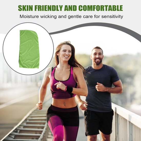 Verkoelende Hoodie Handdoek - Ice Towel - Warm Weer - Ademend en Zacht - 60x30cm - Groen — afbeelding 4