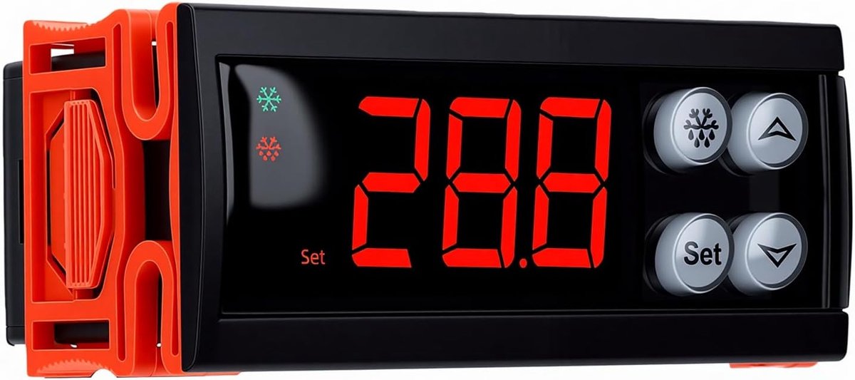Digitale Temperatuurregelaar - Thermostaat LED-display - Koeling Temperatuurregeling - Met Ontdooifunctie - 14 tot 210.2 F - Zwart
