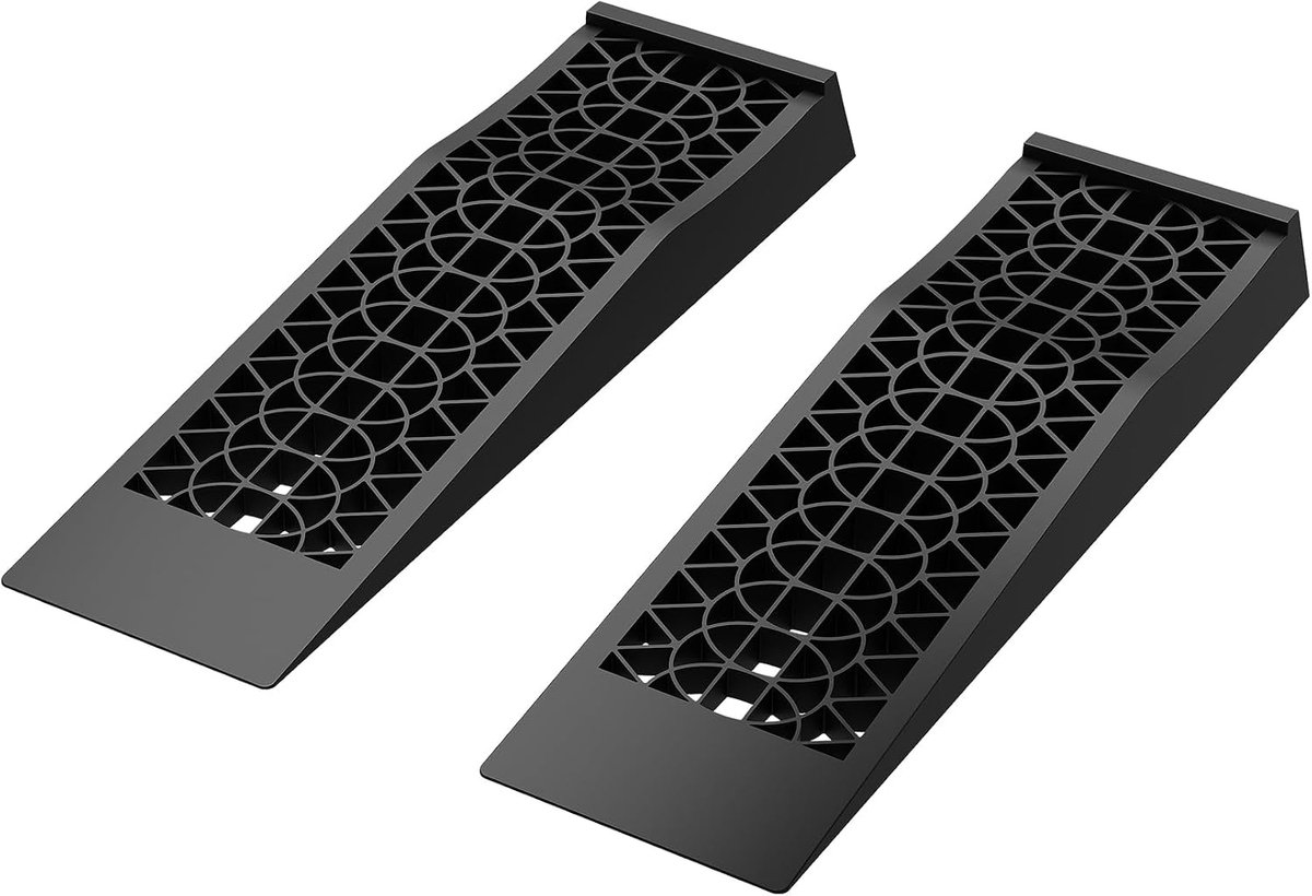 Oprijplaten Set - Wielkeggen Ondersteuning - Voertuig Stabiliseren - Hoge Draagkracht - 70x20x8 cm - Zwart