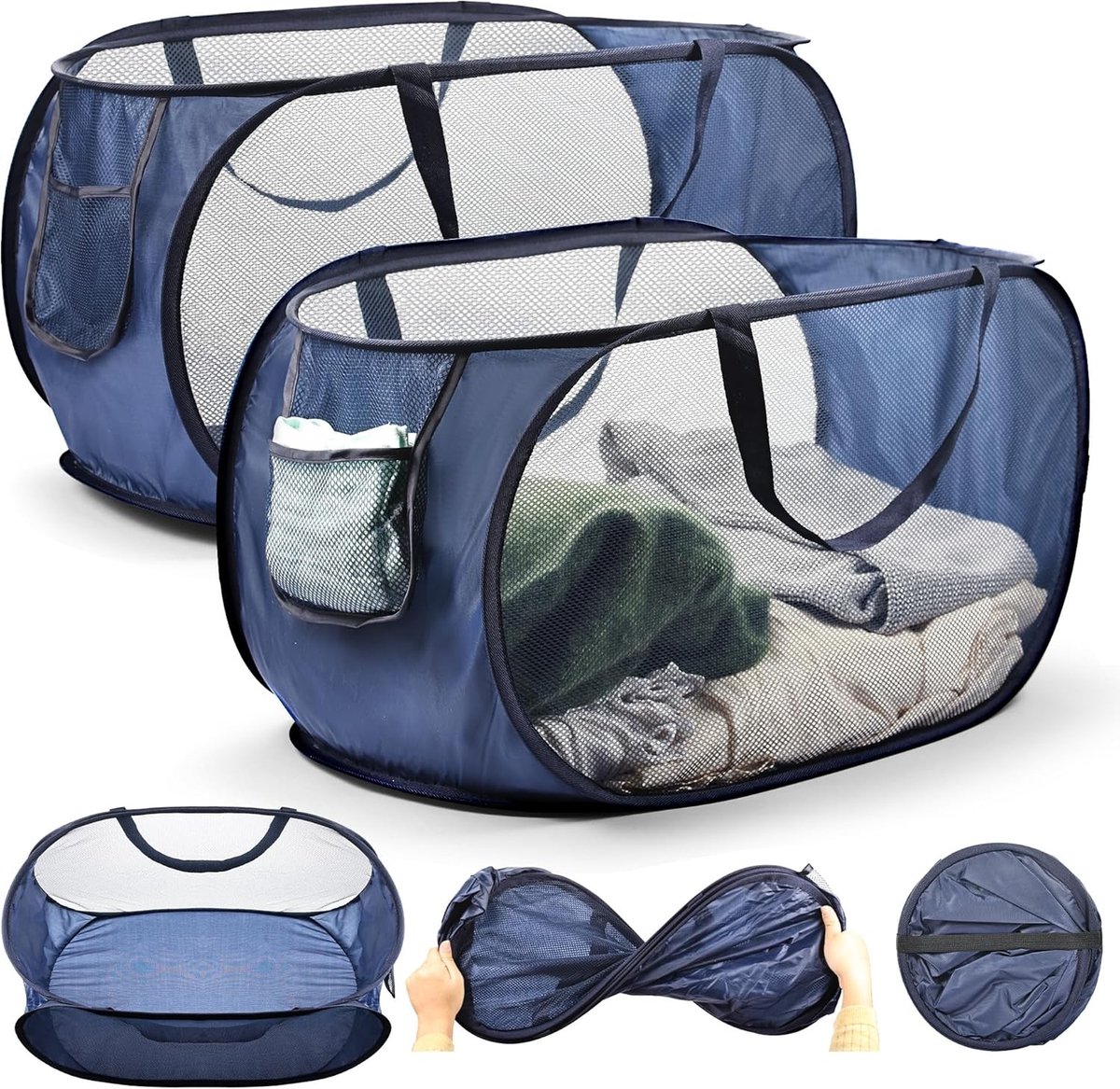Opvouwbare Wasmand - Polyester - Ademend Gaasweefsel - Pop-up Ontwerp - Voor Thuis en Reizen