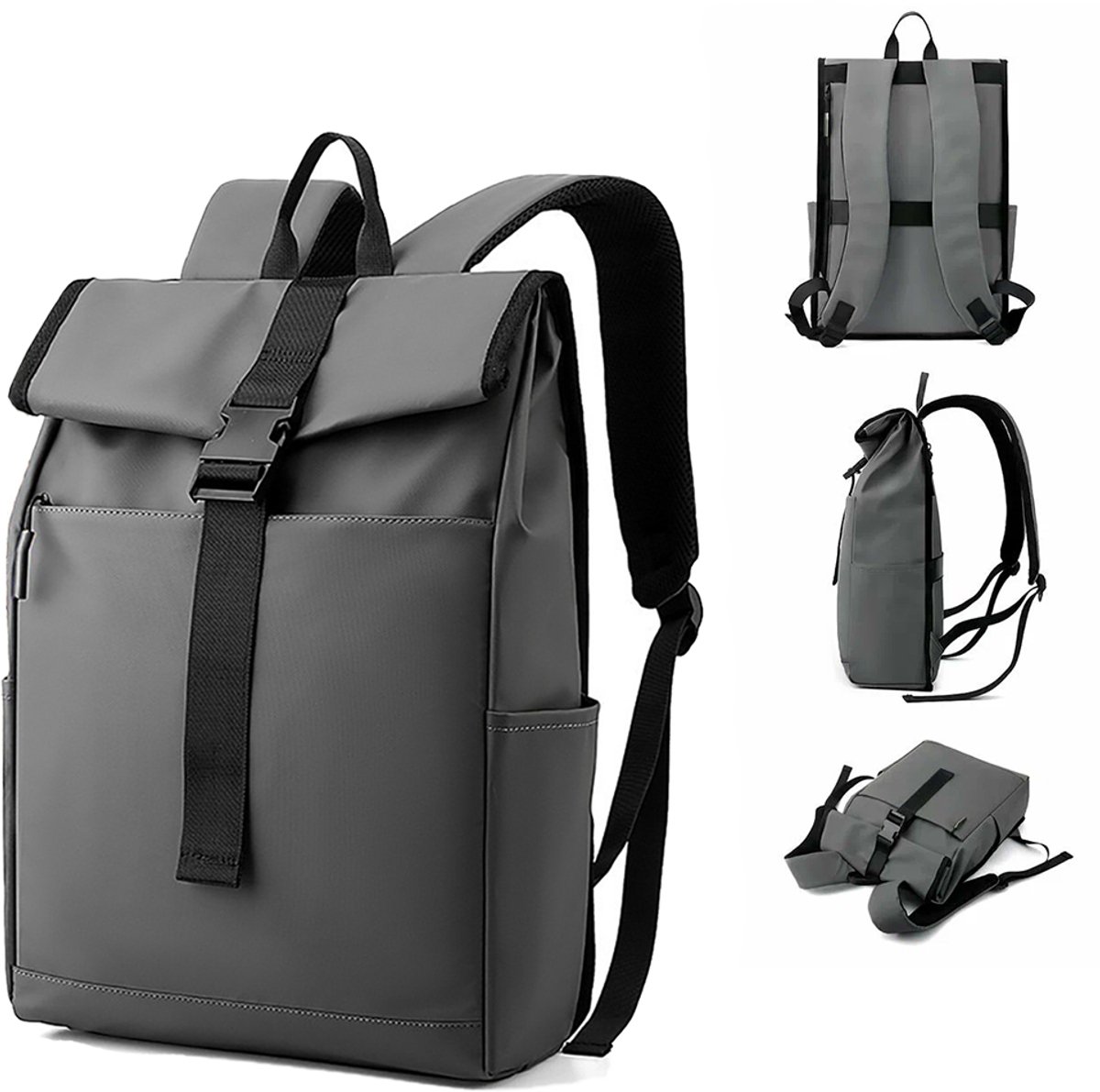 Roltoprugzak – Stijlvolle schoudertas – Casual rugzak voor heren – Laptoprugzak – Reistas – Unisex – Rugzak voor dagelijks gebruik – Waterdicht – 30 liter – Grijs