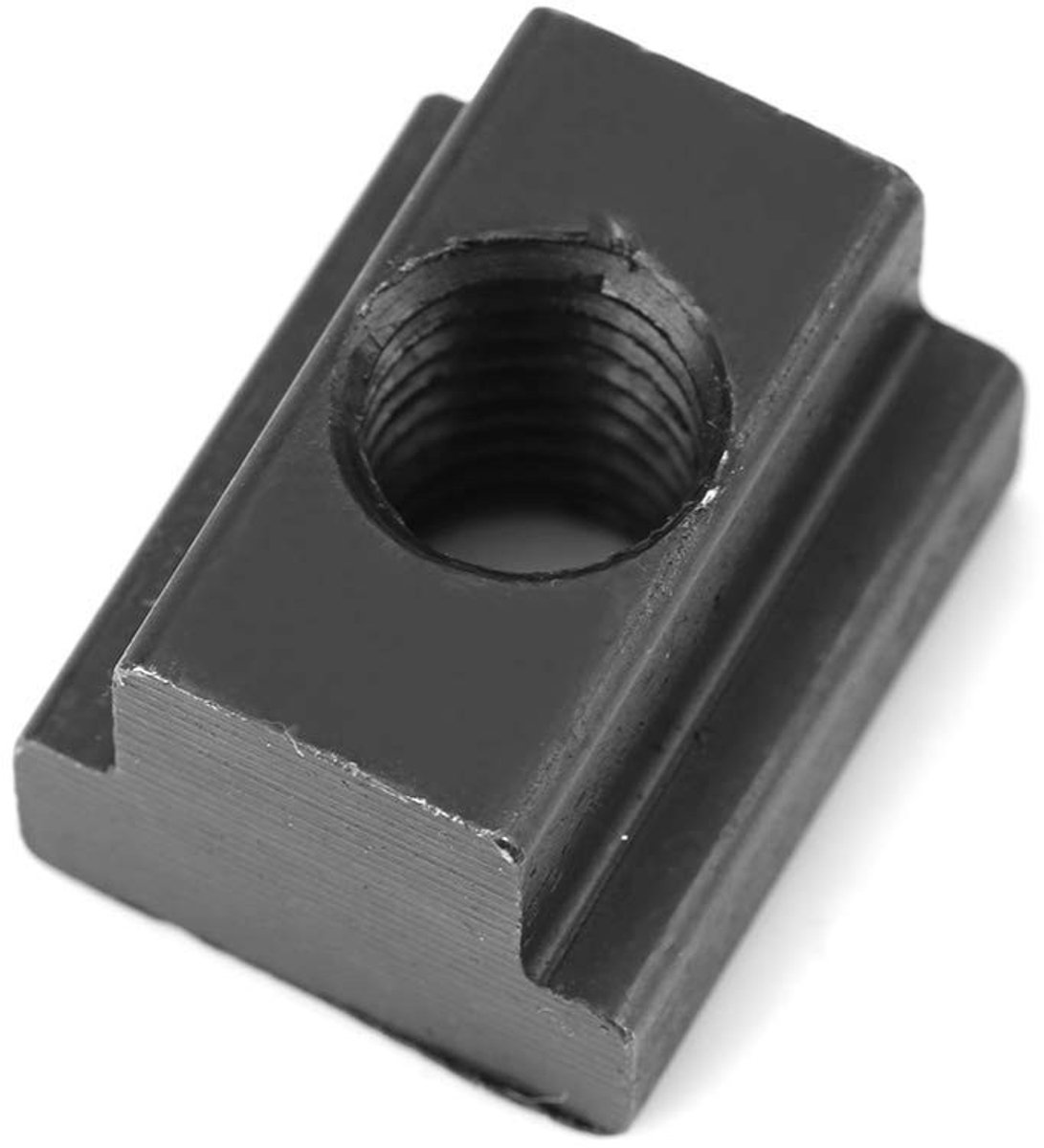 5-delige T-sleufmoeren set met zwarte oxidelaag, interne draad M8/M10, ideaal voor machine tafels en bevestigingssystemen