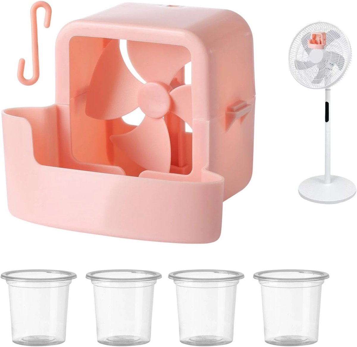Vloerventilator Koelset - Draagbare Koeler Ventilator - Zomerse Koelte - Verfrissende Koelnevel - 11 x 9 x 9 cm - Roze