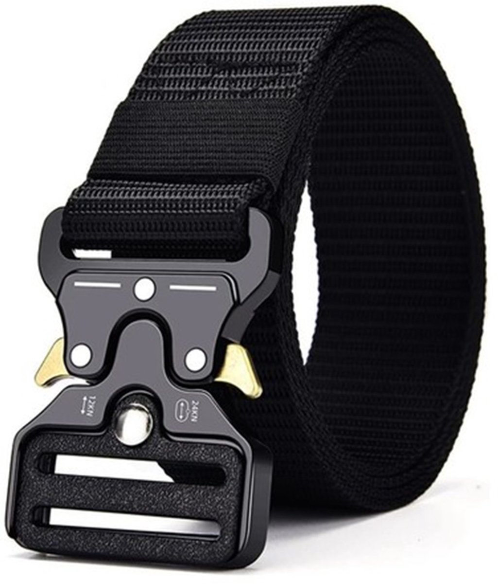 Nylon riem met automatische gesp - Tactische riem - Werkriem - Militaire trainingsriem - Riem voor werkbroeken - Snelontgrendeling - Nylon + kunststof materiaal - Verstelbaar - Zwart