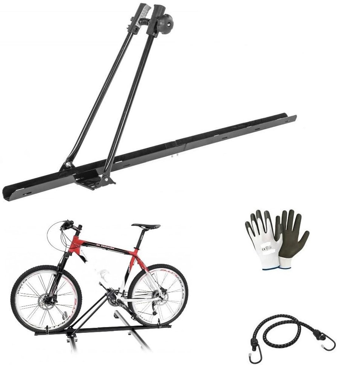 Fietsendrager Staal - Dakfietsdrager Basismodel - Fiets Vervoeren - Rubberen Framebescherming - Max 15 kg - Zwart