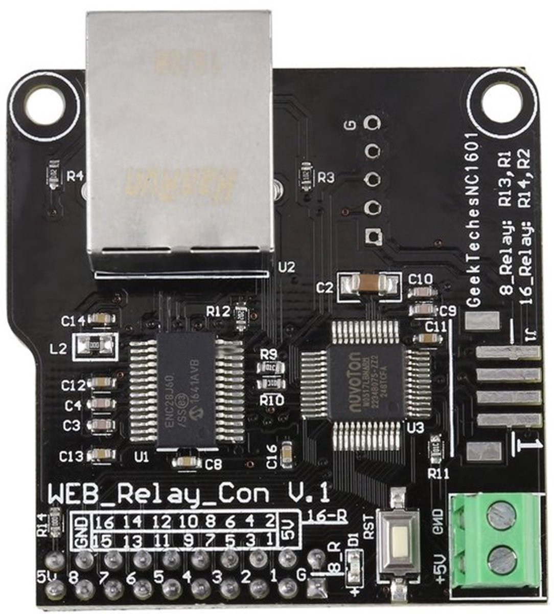 Power Relay Board met Ethernet - 16 kanalen
