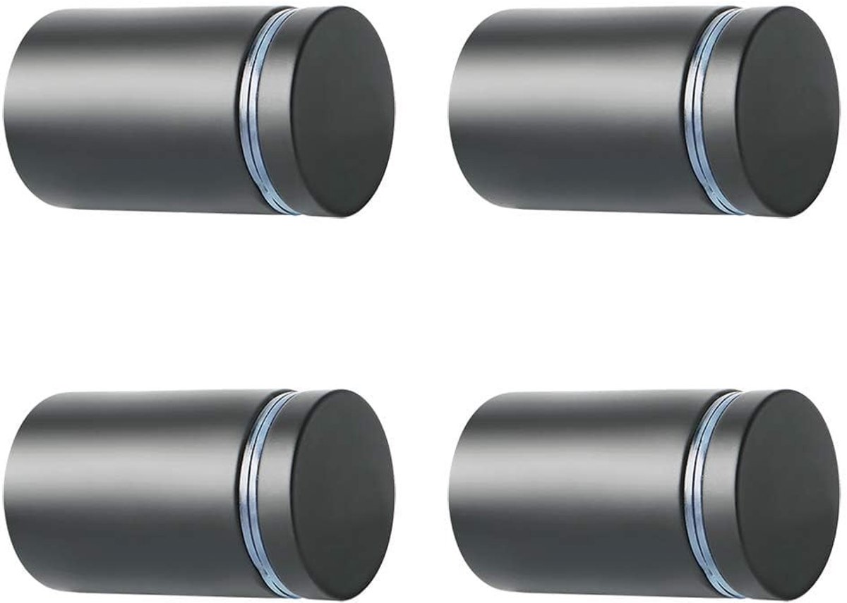 RVS Glazen Standoffs Schroeven Set van 4, 20mm Advertentienagels voor Acryl Fotolijsten en Wandborden, Mat Zwart