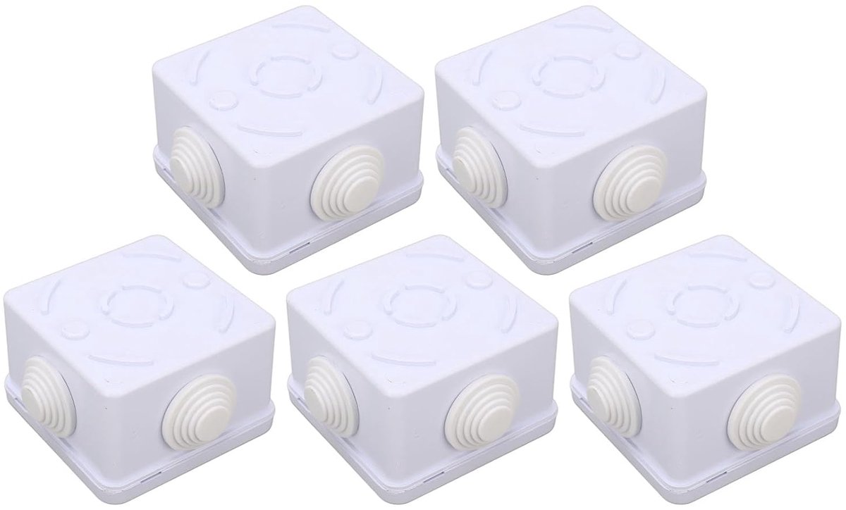 Waterdichte Kabelbox - Stroomkabel Doos - Buiten Camera's - IP55 Stofbestendig - 5 stuks - Zwart