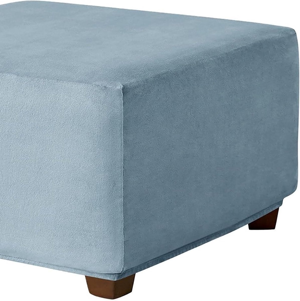 Poufhoes Velvet - Voetenbankhoezen - Interieur Vernieuwen - Elastische Pasvorm - 55 cm - Lichtblauw