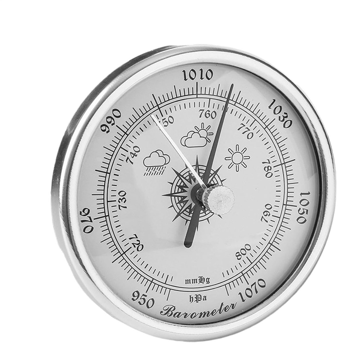 Barometer Luchtdrukmeter - Weerinstrument Meetinstrument - Omgevingsmonitoring Buiten - Mechanisch Transmissiesysteem - 72 cm Diameter - Zilverkleurig