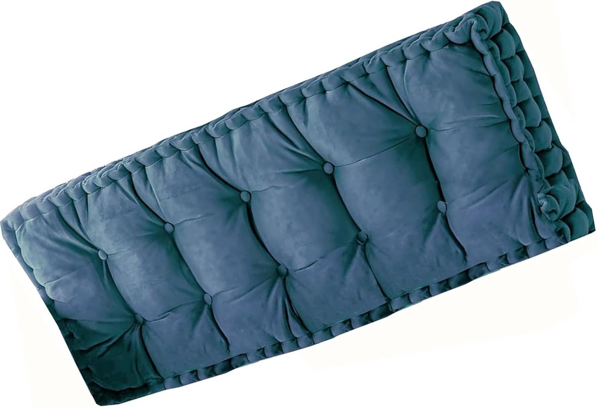 Bankkussen Dik - Zitkussen Buiten - Comfort Verhogend - Zacht Getuft Ontwerp - 200x40 cm - Blauw