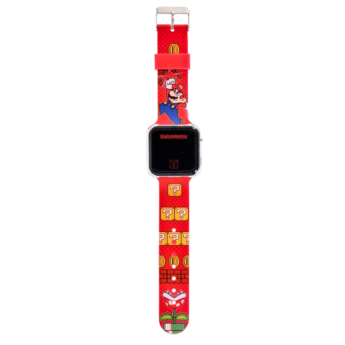 Accutime - LED Watch Super Mario - Kinderhorloge Met LED Display Voor Datum en Tijd - Rood