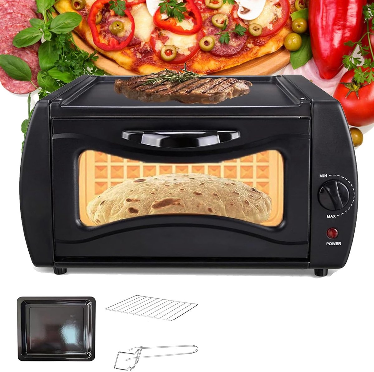 Elektrische Oven Mini Tandoor Brood Bakken Dubbele Kookcapaciteit 15 Liter Zwart