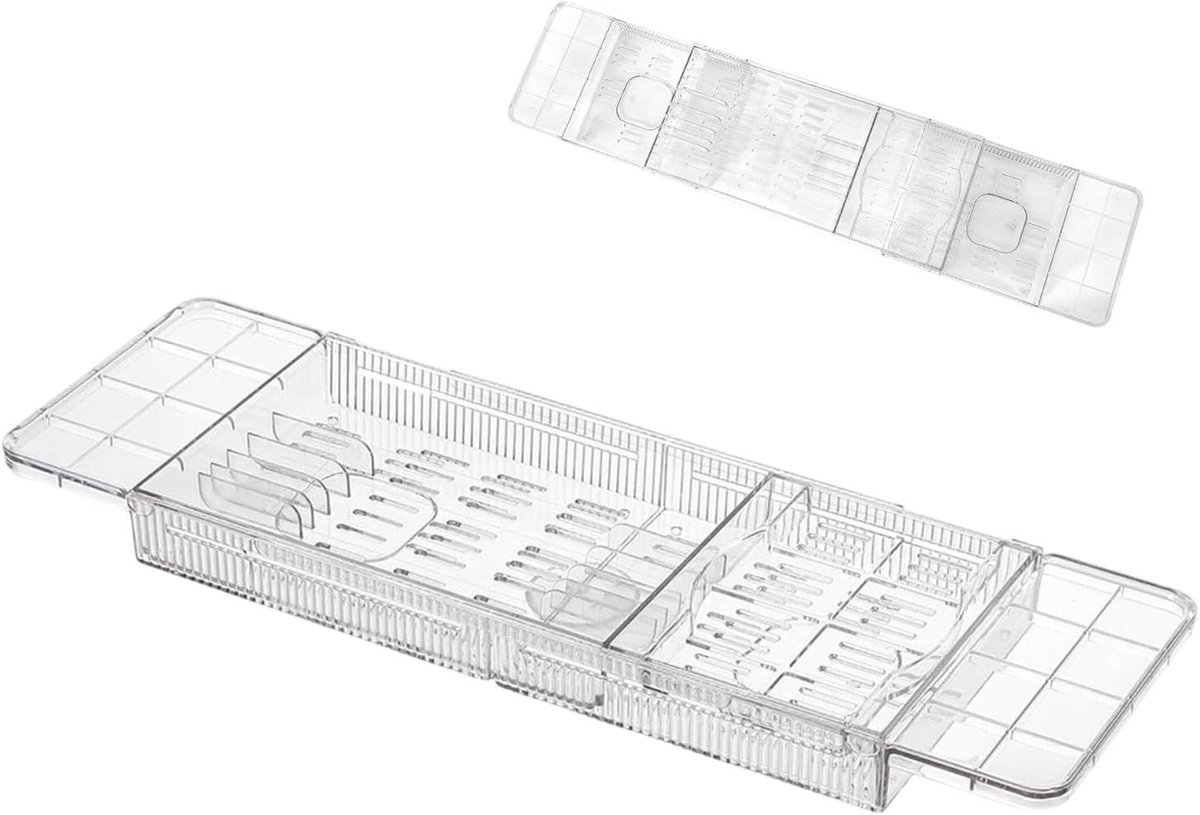 Badkuip Organizer - Badtafel Plank - Ontspannen in Bad - Anti-slip Ontwerp - 56 cm Breed - Transparant