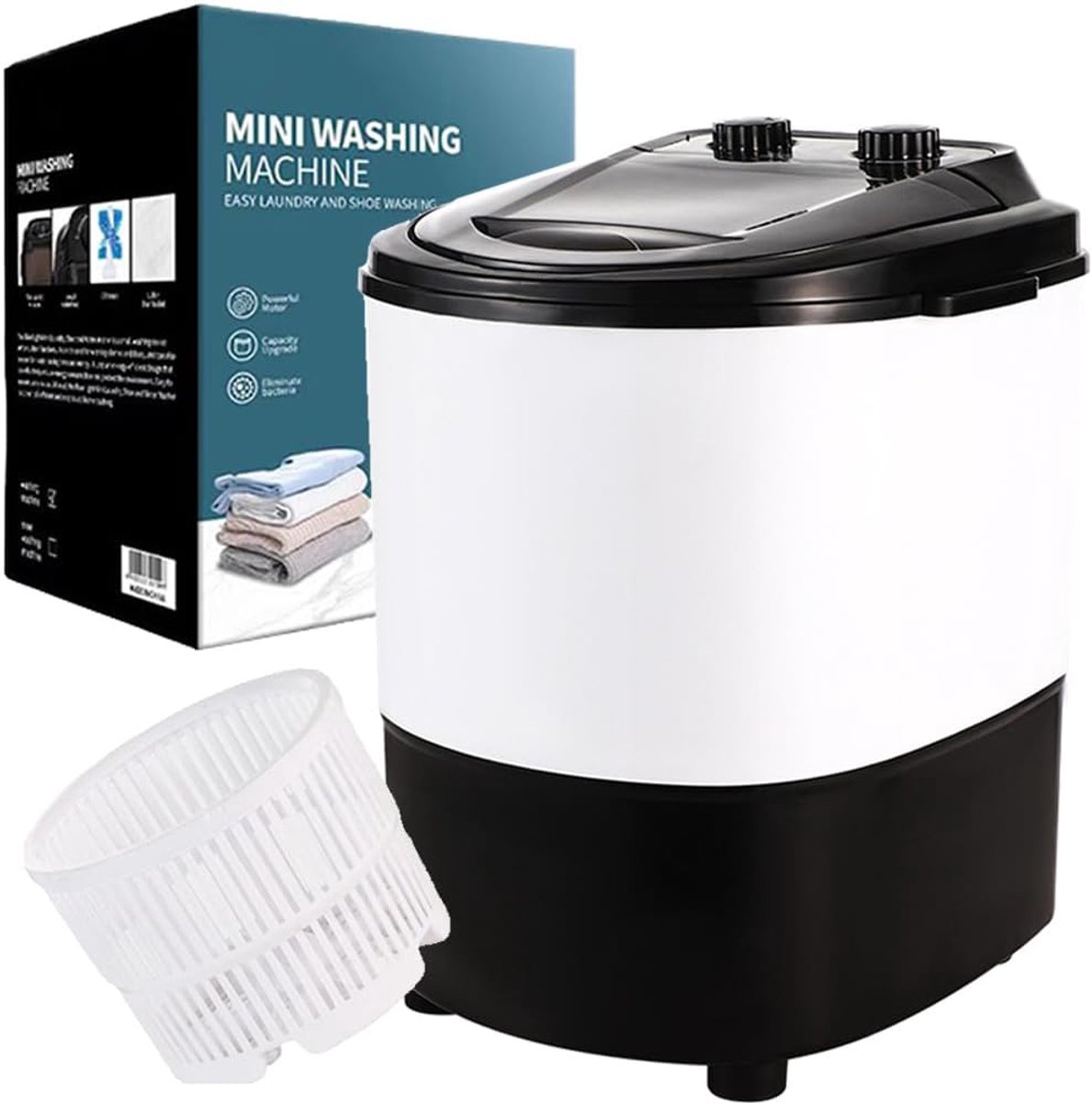 Mini Wasmachine Compacte Wasmachine Kleine Wasjes Doen Met Uitneembare Droogmand 4.5 kg Capaciteit Wit