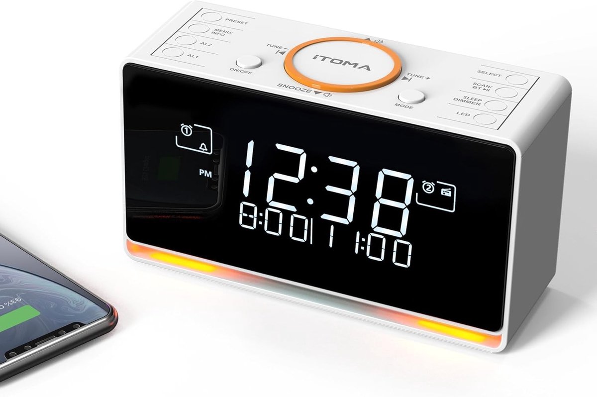 Wekkerradio - Zwart - DAB+ en FM-ontvangst - Bluetooth en USB-poort - Voor in de slaapkamer