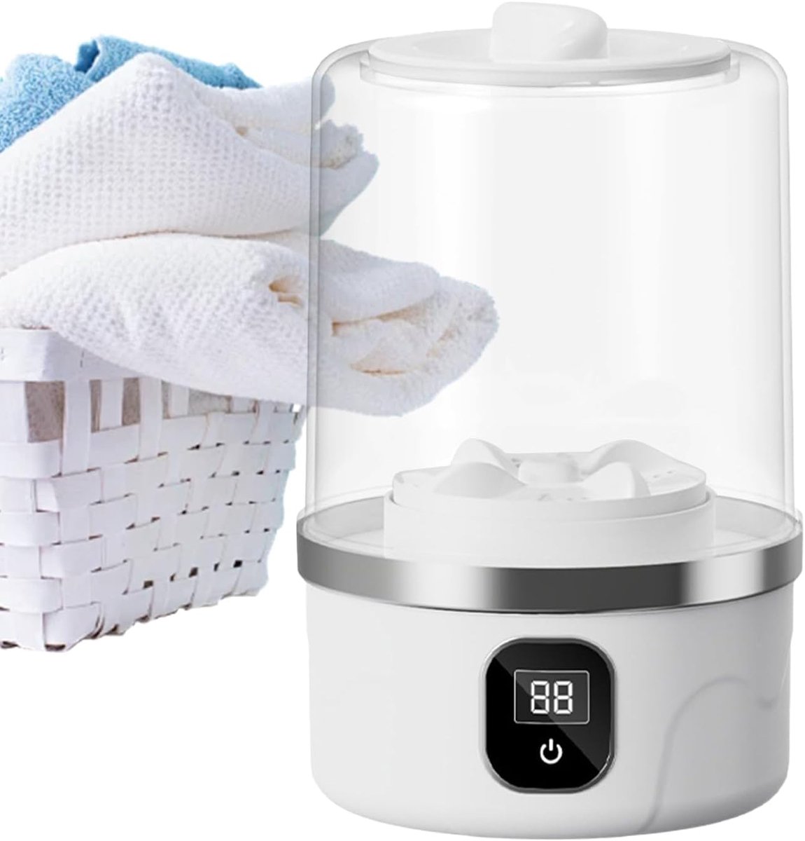 Mini Wasmachine Draagbare Reiniger Kleine Ladingen Wassen Oplaadbaar Snoerloos 13 x 13 x 20 cm Wit