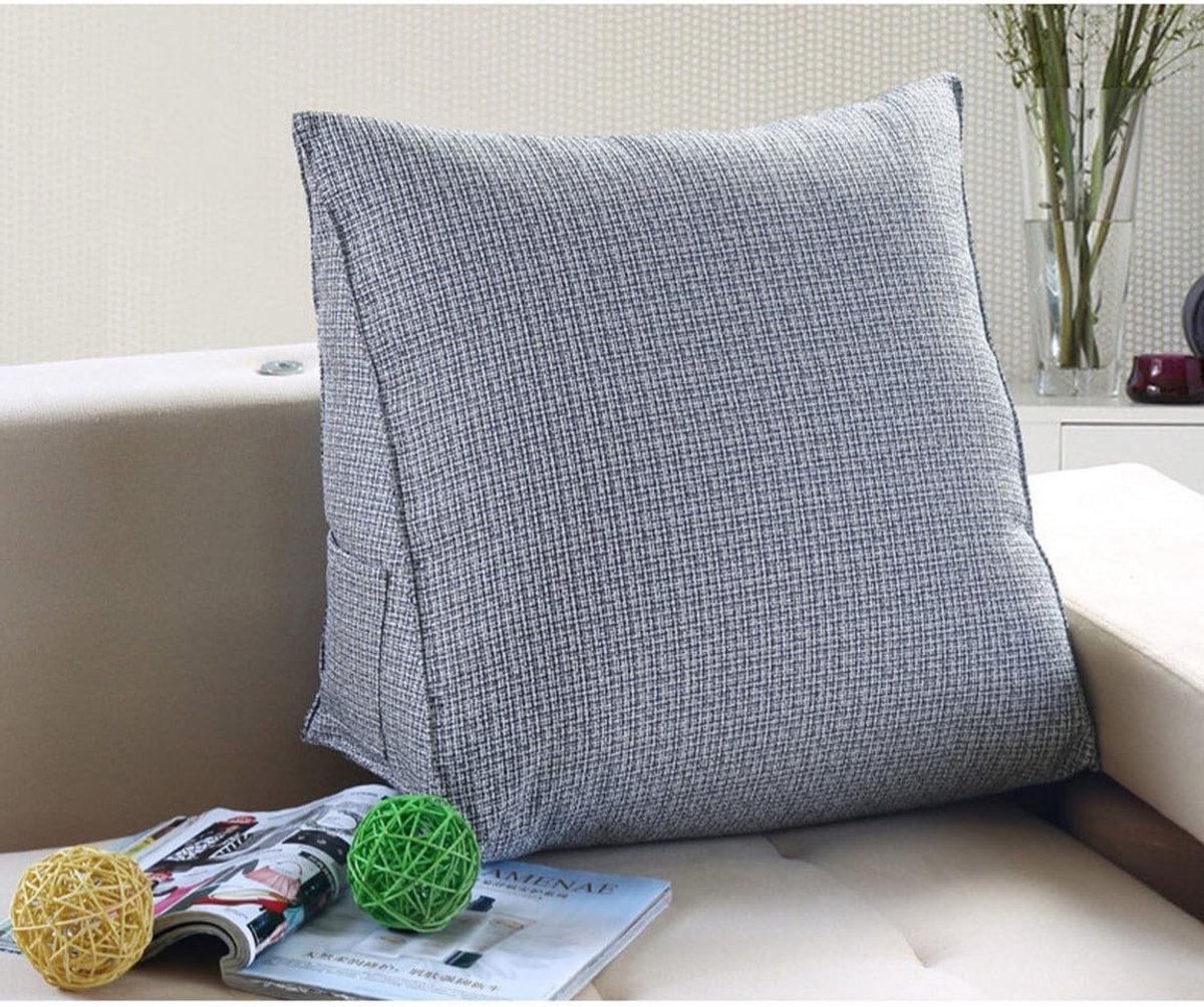 Leeskussen Rugsteun - Kussen Bed Sofa - Comfortabel Ontspannen - 360 Graden Ondersteuning - 47x25x40CM - Lichtgrijs