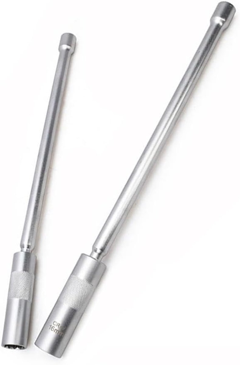 Bougiesleutel Set - Dopsleutel Gereedschap - Motoronderhoud - Flexibele Draaikop - 14mm 16mm - Zilver
