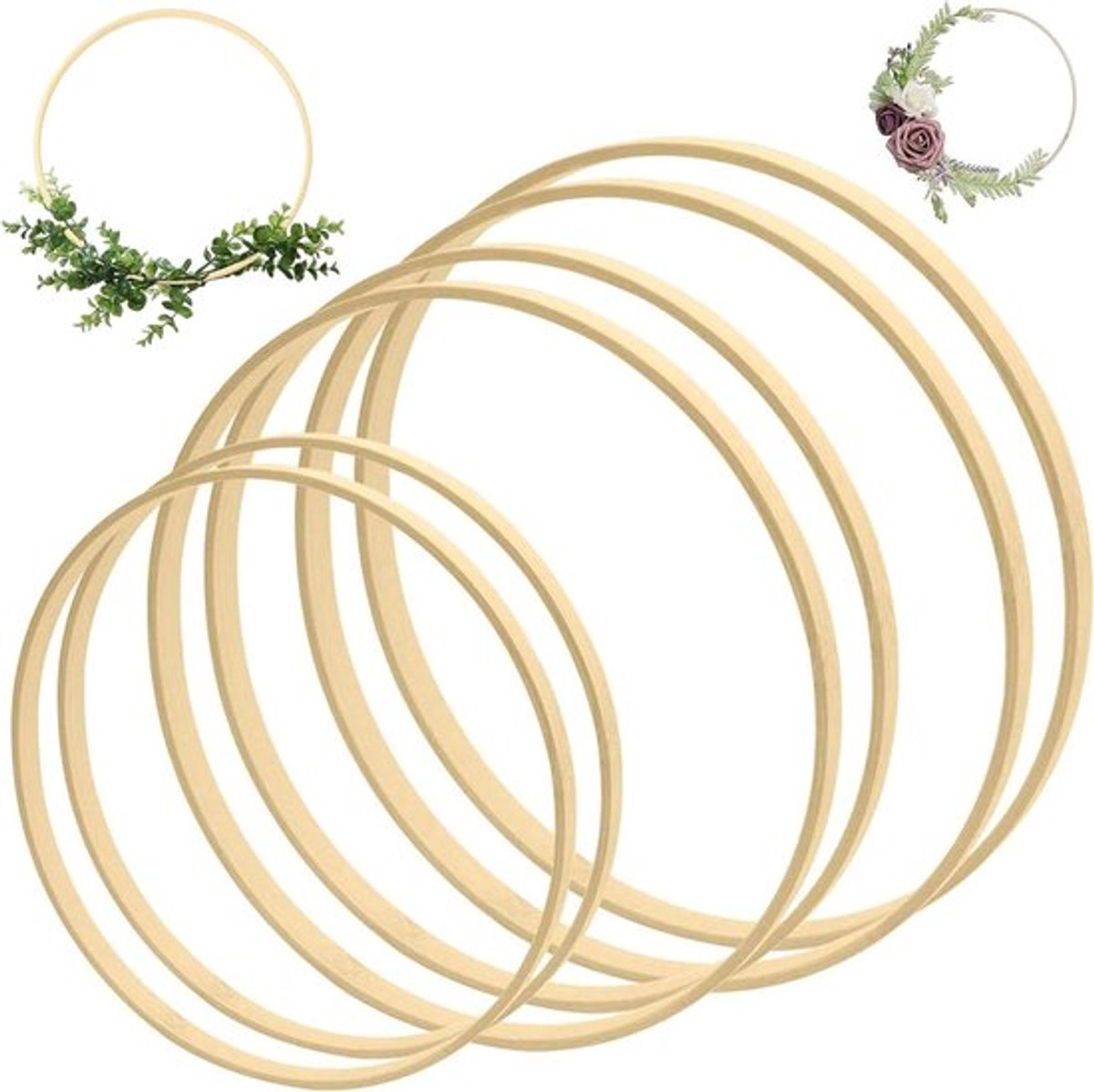 Bamboehouten ringen set voor handwerk en crafting