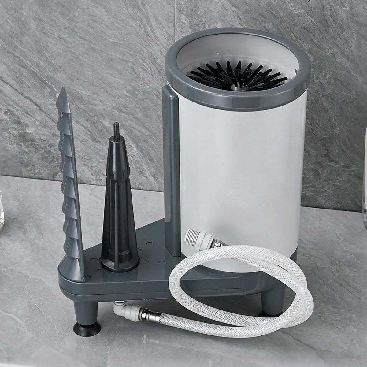 Glazen Vaatwasser - Bekerreiniger - Snel Glazen Wassen - 360 Graden Borstel - 90 cm Slang - Zilver