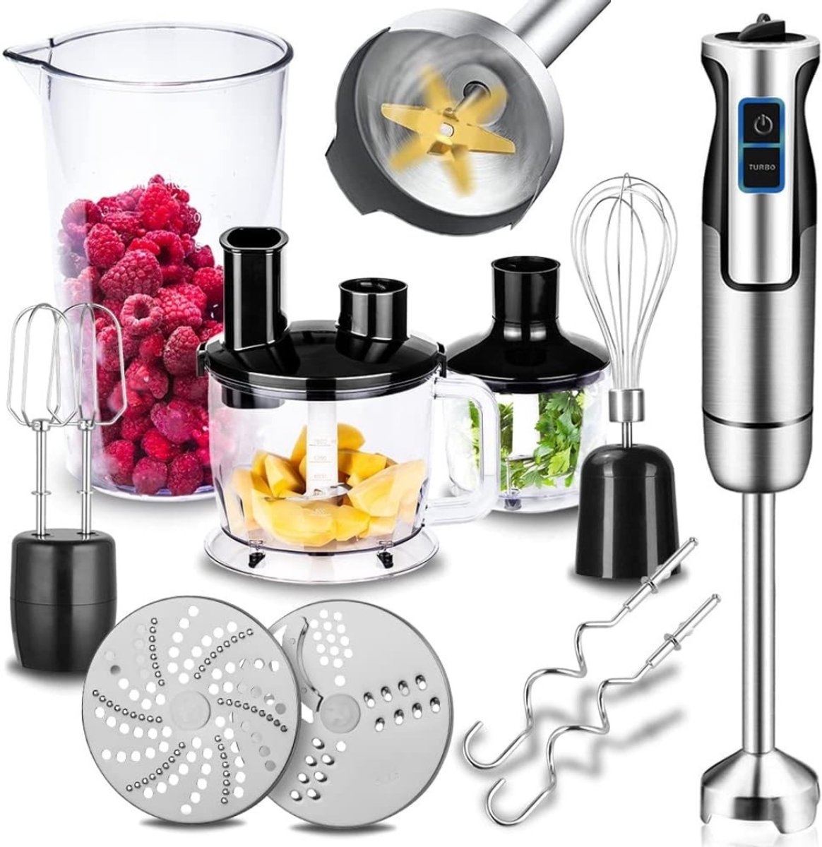 QIN® Mixer staafmixer - Mixer - Mixer handmixer - Zilver - 27cm x 25cm x 34cm