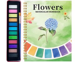 Waterverf Boek - Tekenen Schilderen - Creatief Leren - Stap-voor-stap Gids - 17x22 cm - Bloemen