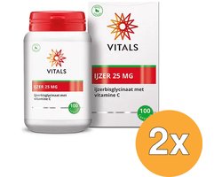 Vitals 2x IJzer 25 mg met Vitamine C (100 capsules) - 100 stuks
