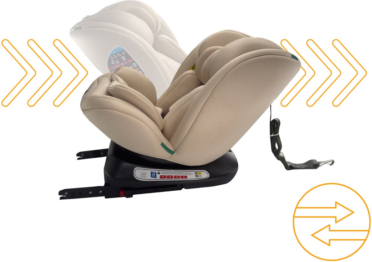 Liefjes & Co Growsafe Autostoel – i-Size 4-in-1 – 360° Draaibaar – ISOFIX & Top Tether – Groep 0/1/2/3 (40–150 cm) Beige thumbnail 3