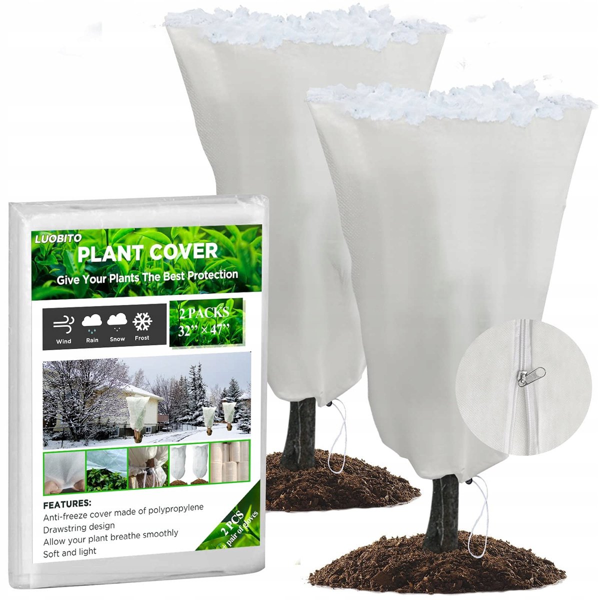 Plantenbeschermhoes - 120x80cm - Winterbescherming - Wit