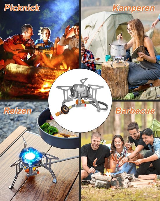 Thijox - Draagbaar Camping Gasfornuis 3500W met Piëzo-Ontsteking, Winddicht Backpacken Gasfornuis, Opvouwbaar Visfornuis voor Buiten, Wandelen, Pickni van Thijox — afbeelding 5