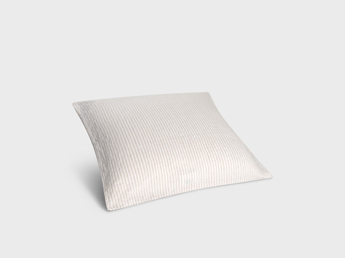 Yumeko kussensloop gewassen linnen natuurlijk gestreept 65x65 - Biologisch & ecologisch - 1 stuk