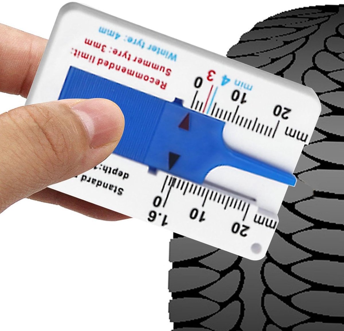 Bandenmeter - Dieptemeter - Veilig Rijden - Draagbaar Ontwerp - 0-20 mm - Zwart