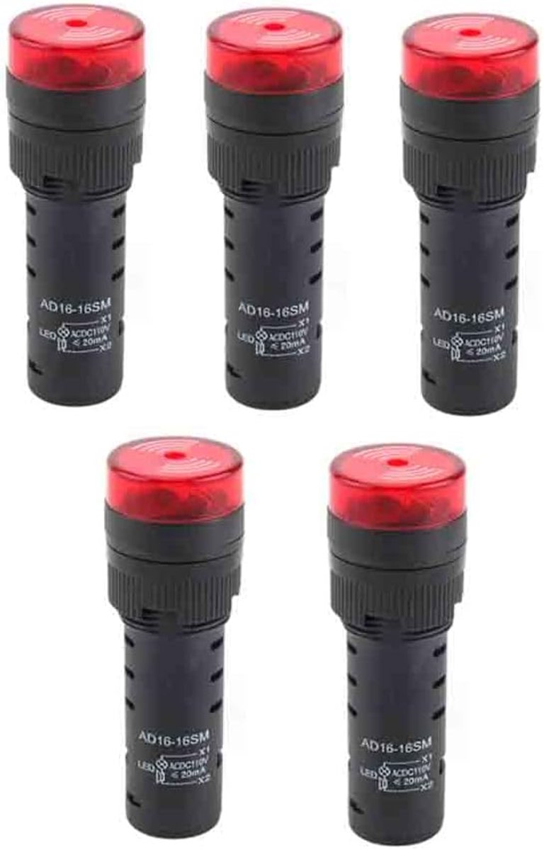 Alarm Buzzer Set - Geluidssignaal - Veiligheidssignalen - Geluid en Licht - 5 Stuks - Rood