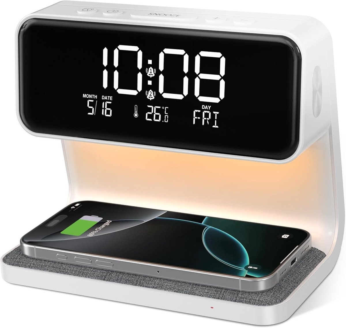 Lichtwekker - Wit - Draadloze Oplaadfunctie - Touch-Dimbaar - Voor Slaapkamer