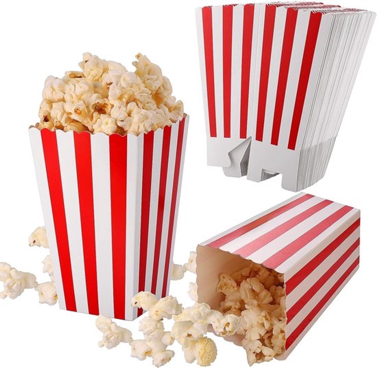 Dailygoody - Popcorn Dozen - Feestelijke Snoep Containers - Retro Design - Rood